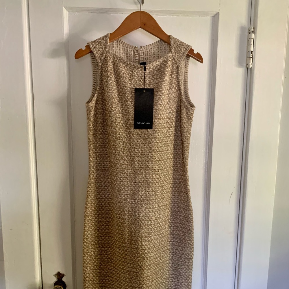 ST JOHN dress in Tan/ Gold